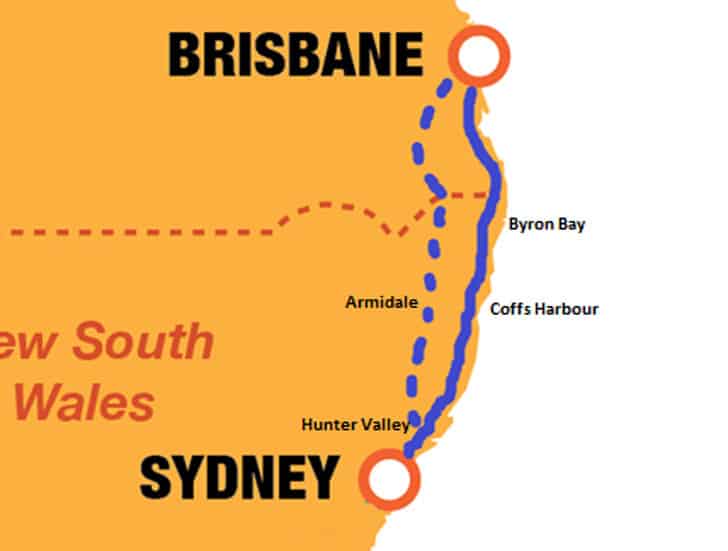 travel between brisbane and sydney