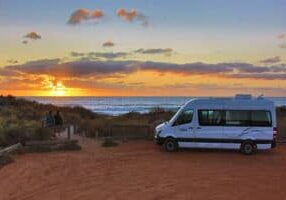 western australian sunset beachmotorhome